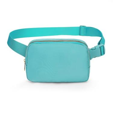 Imagem de Bolsa de cintura moderna pochete feminina e masculina, bolsa transversal com alça ajustável para viagens, corrida, caminhada, caminhada, Azul claro, Large, Tendência