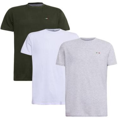 Imagem de Kit 3  Camisetas Básicas com Bordado Algodão Itália Masculina - INDUST