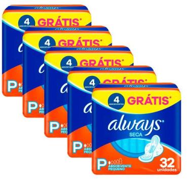 Imagem de Kit 5 Absorvente Always Super Proteção Cobertura Seca - 160 Unidades