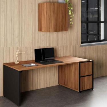 Imagem de Mesa Escritório 1,70m c/ Balcão e Armário Aéreo 2 Portas F5 - F5 Offic