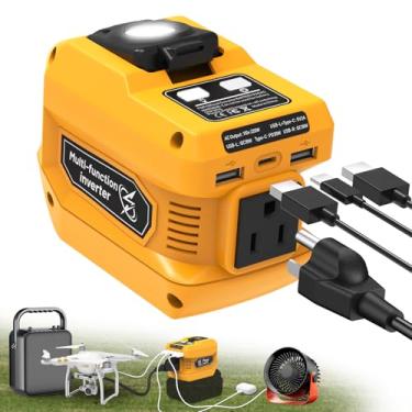 Imagem de PlantPalGear Inversor De Energia De 220 W Para Bateria Dewalt De 20 V, Inversor De Bateria Cc De 20 V Para Ca De 110 V, Gerador De Estação De Energia Portátil Com 1 Tomada Ca, 2 Portas Usb E 1 Carre