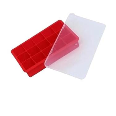 Imagem de Forma De Gelo Silicone 12X19X4Cm Com Tampa De Silicone Fácil E Prático De Desenformar Multiuso(1)