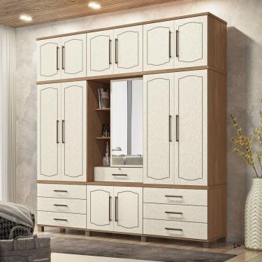 Imagem de Guarda Roupa 13 Portas 7 Gavetas Contemporâneo Jatobá/Areia