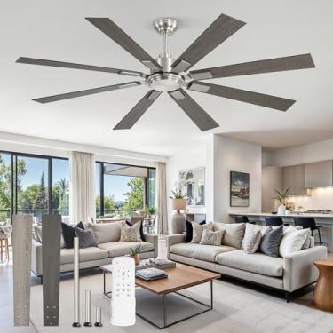 Imagem de ZMISHIBO Ventilador De Teto Moderno De Níquel Escovado De 65 Polegadas Sem Luz Com Controle Remoto, Ventiladores De Teto Para Áreas Externas Sem Luz Com Motor Cc Reversível Silencioso, 6 Velocidades