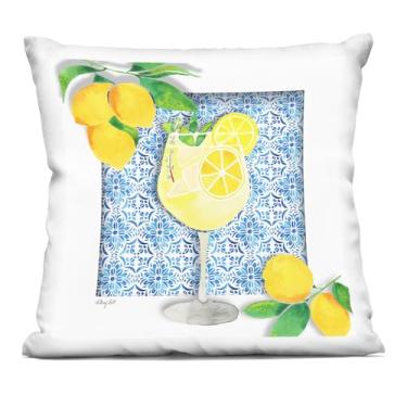 Imagem de Stupell Industries Almofada Mediterrânea Limoncello Drink com estampa interna, 45 x 18 x 45, azul