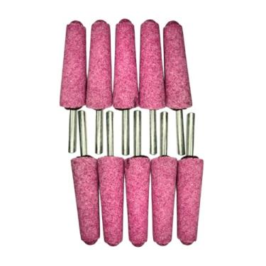 Imagem de Kit 10 Ponta Montada Pedra Pirulito Rosa A-3 22 X 70mm Retifica Haste 1/4