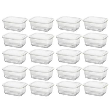 Imagem de Jogo 20 mini potes retangular 260ml kit 20 potes fitnees BPA free, Con