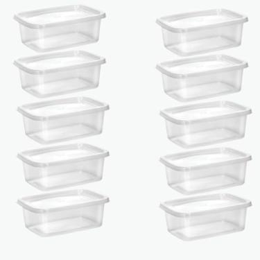 Imagem de Kit 10 Potes 800ML Transparentes BPA Free Marmita Fit Organizador De Alimentos Plástico