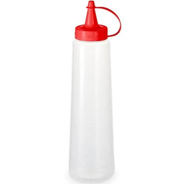 Imagem de Kit 24 Bisnagas para Molhos 400ml Plástica Ketchup Tampa Vermelha Plasvale Mostarda Maionese Restaurantes Hotel Bar