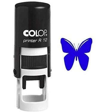 Imagem de Mini carimbo de borboleta com tinta própria, colarinho redondo, carimbos decorativos para professores de 12 mm, Blue Ink