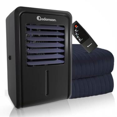 Imagem de Adamson Sistema de resfriamento de cama azul marinho B10 - Twin 190,5 cm C x 99 cm L - Colchão 100% algodão para suores noturnos - Refrigerador de cama de água - Ideal para pessoas com sono quente