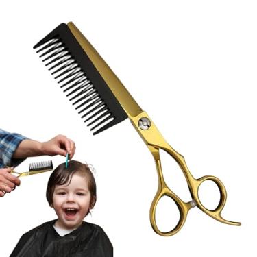 Imagem de Tesouras Para Corte De Cabelo | Tesoura De Corte De Cabelo Profissional,Tesoura Dupla De Desbaste 2 Em 1 Com Pente Removível Para Crianças Idosos Homens Mulheres Esteticista Barbearia E Uso Doméstico