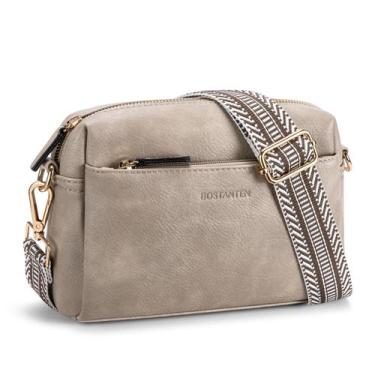 Imagem de Bolsa tiracolo BOSTANTEN para celular pequena com zíper triplo cinza