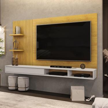Imagem de Painel Para TV até 60 Polegadas Ripado com Nichos Bento Cedro Bali DJ Móveis