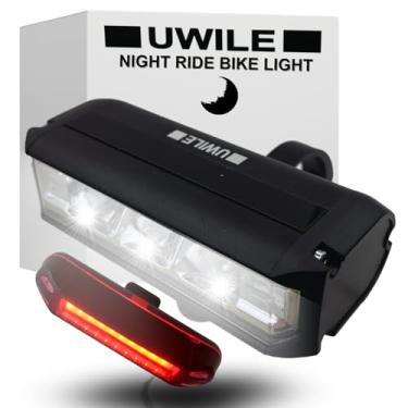 Imagem de UWILE Luz de bicicleta ultra brilhante para andar à noite, lâmpada LED recarregável para motocicletas, lanterna impermeável com vários modos. Suporte firme para guidão tubular MTB, ciclocross de