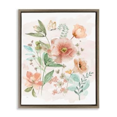 Imagem de Stupell Industries Arte de parede em tela flutuante marrom rosa selvagem flores primavera flores marrom por Nan, 25 x 31
