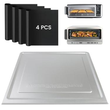 Imagem de Acessórios para fritadeira a ar compatíveis com Ninja Foodi SP101 SP151 Air Fryer, bandeja de migalhas de substituição e 4 peças de tapetes de teflon para forno digital de bancada Ninja Airfryer