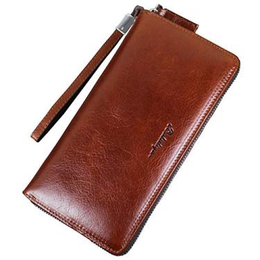 Imagem de Bolsa de mão masculina BALIDIYA, carteira de couro legítimo, bolsa fina