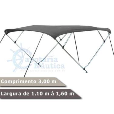 Imagem de Capota Toldo Nautico 4 Arcos 3m Comprimento P/ Lanchas, Barcos de Alum