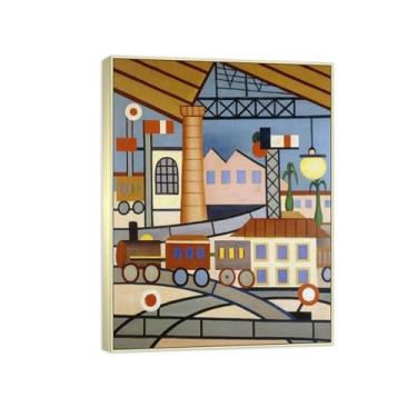 Imagem de Tarsila do Amaral Famosas Impressões em Tela-Imagem arte parede lona-Moldura Prata Pintura decoração quarto Sala de estar(um gol) 60x80cm