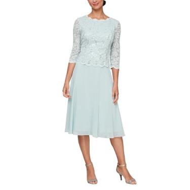 Imagem de Alex Evenings Vestido feminino com corpete bordado para mãe da noiva, vestido de convidada de casamento (tamanho pequeno e regular), Menta fresca, 50