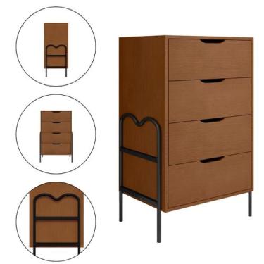 Imagem de Cômoda 4 Gavetas Marrom Preto/Nature Retrô Oasis - Lion Loja, nature