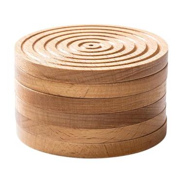 Imagem de Ioensy Porta-copos de madeira, porta-copos para chá, caneca de café, almofada isolante, resistente ao calor, presente de inauguração, tapete de mesa criativo, 6 Peças
