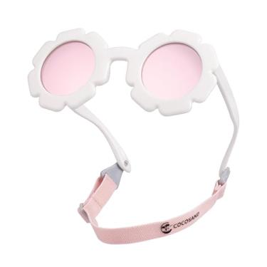 Imagem de COCOSAND Óculos de sol infantis com alça polarizada retrô armação de flor flexível para bebês crianças, meninos e meninas de 3 a 24 meses, Wihte, XP