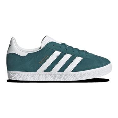 Imagem de adidas Tênis unissex infantil Gazelle, Azul-petróleo/dourado metálico/branco, 18