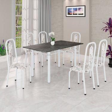 Imagem de Conjunto Sala de Jantar com 6 Cadeiras Lívia Arabesco/ Branco