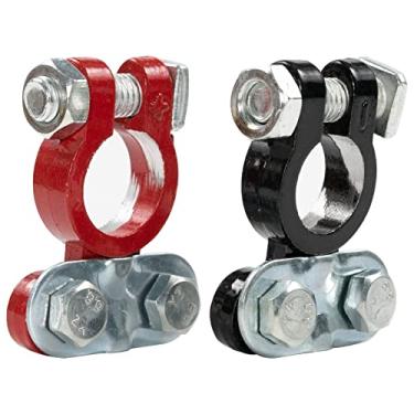 Imagem de 2 peças de grampo de terminal de bateria de carro automotivo caminhão clipe conector cabeça de pilha resistência à corrosão negativo positivo 12V 24V para caravana barco motocicleta