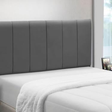 Imagem de Cabeceira Cama Box King Size Estofada Madeira Camila (Cinza)