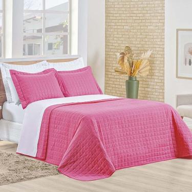 Imagem de Kit Cobre Leito Colcha Eden Casal 3 Peças Percal 150 Fios 100% Algodão - Pink