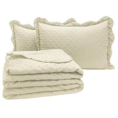 Imagem de Kit Cobre Leito Colcha Alvorada Casal 3 Peças Percal 300 Fios Clássico