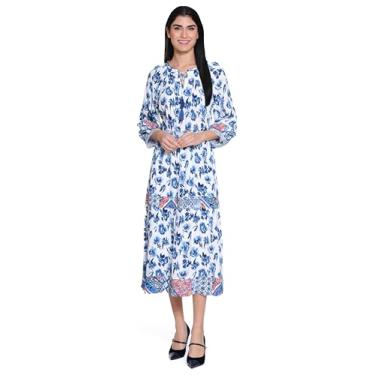 Imagem de John Mark Vestido feminino estampado com mangas três quartos detalhes bordados, Floral multi, M
