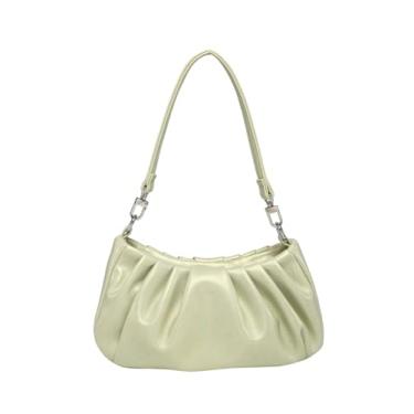 Imagem de SweatyRocks Bolsa de ombro preta feminina de couro PU pequena clutch purese franzida moderna Hobo Bolsas Bolsa de mão, Verde claro, One Size, Macio