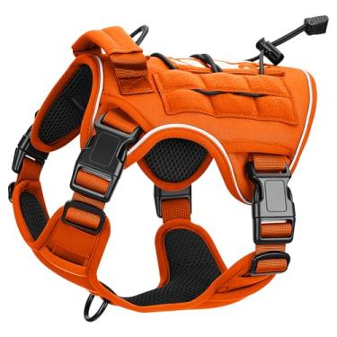 Imagem de Peitoral tático resistente para cães grandes, colete refletivo ajustável sem puxão com sistema Molle, controle de nível militar K9 para treinamento de serviço, atividades ao ar livre e mais de 10