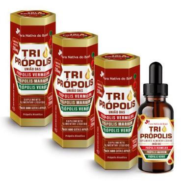 Imagem de Kit 3x Tri Propolis Gotas (Vermelha, Verde e Marrom) 20mL Cada - Flora