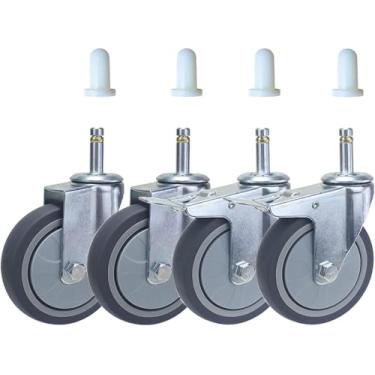 Imagem de 4 Rodízios Giratórios De Borracha Tpr 3 Polegadas 4 Polegadas Rodízios De Haste Muda, Com Freios Rodízios De Móveis De Carros De Jantar, Capacidade De Carga De Roda Úni, Onecolor, Ø 4" M11x35mm