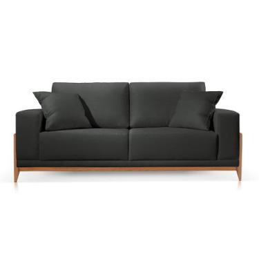 Imagem de Sofá 2 Lugares Fixo Living Paris Couro Preto 1,9m MK - Poltjá Moveis