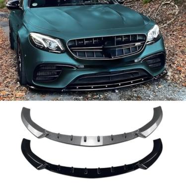Imagem de Parte de modificação do difusor de lábios do spoiler do para-choque dianteiro do carro para E-Class W213 E63 2016-2020 protetor de para-choque (preto brilhante)