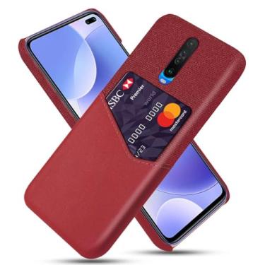 Imagem de Capa para Xiaomi Pocophone F2,Tela e tampa de couro PU,Antideslizante,360°cobertura completa à prova de choque com 1 slot de cartão atrás,Prevenção de queda-Red
