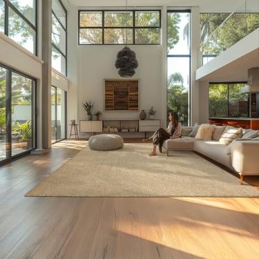 Imagem de Tapetes São Carlos – Tapete Rustik Sisal | Liso em Polipropileno com Fios Longos | Moderno, Lavável e Ideal p/Sala ou Escritório | 1cm x 2,5m x 3m