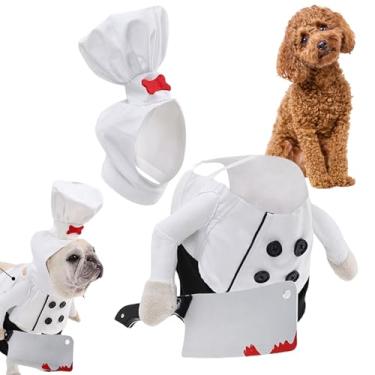 Imagem de Fantasia De Cão Para Halloween, Trajes De Chef Ajustáveis Para Cães E, Roupas Assustadoras Para Animais Com Fato De Chef E Chapéu De Cozinha Para Cachorros E