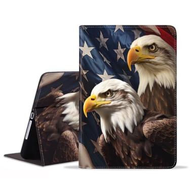 Imagem de JDHJFBFJNP Capa para Samsung Galaxy Tab A9 Plus 11 polegadas modelo 2023 (SM-X210/X216/X218), capa fólio de couro sintético premium com hibernar/despertar automático, bandeira americana águia careca