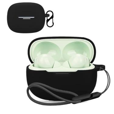 Imagem de NOUKAJU Capa protetora para Xiaomi Redmi Buds 6 Pro, capa protetora para fone de ouvido sem fio (com mosquetão + cordão) capa protetora para Redmi Buds 6 Pro (preto)