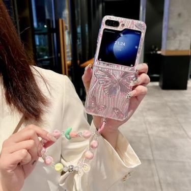 Imagem de Capa de celular com pulseira para Samsung Galaxy Z Flip 6 5 Flip6 Flip5 5g com cordão (para Samsung Galaxy Z Flip6/rosa)