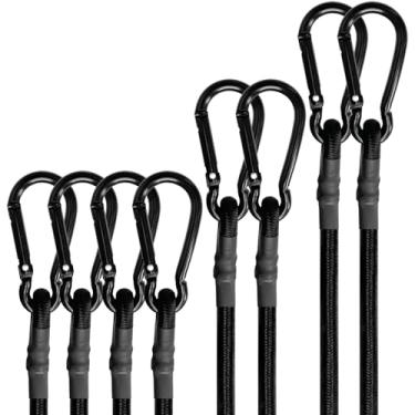 Imagem de Cordões elásticos com ganchos resistentes, mosquetão para uso externo, cordão elástico preto, tiras elásticas para prender lonas, bagagens, barracas (preto, 30,5 cm + 61 cm + 122 cm)
