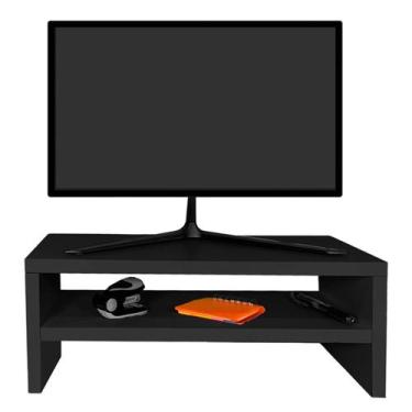 Imagem de Suporte Monitor Madeira 40cm Duplo Escritorio Recepção Consultorio TV 