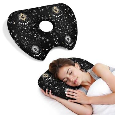 Imagem de BVOKQUC Travesseiro de piercing de orelha para dormir de lado, travesseiros com furos para dor de ouvido, travesseiro de donut para adultos, CNH, alívio de dor de ouvido, almofada de pressão e